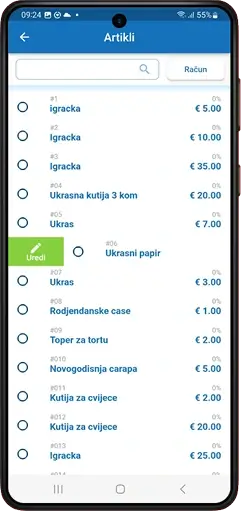 Fiscall aplikacija na telefonu - prikaz računa