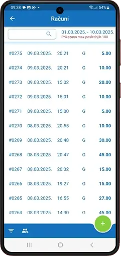 Fiscall Android verzija - interfejs